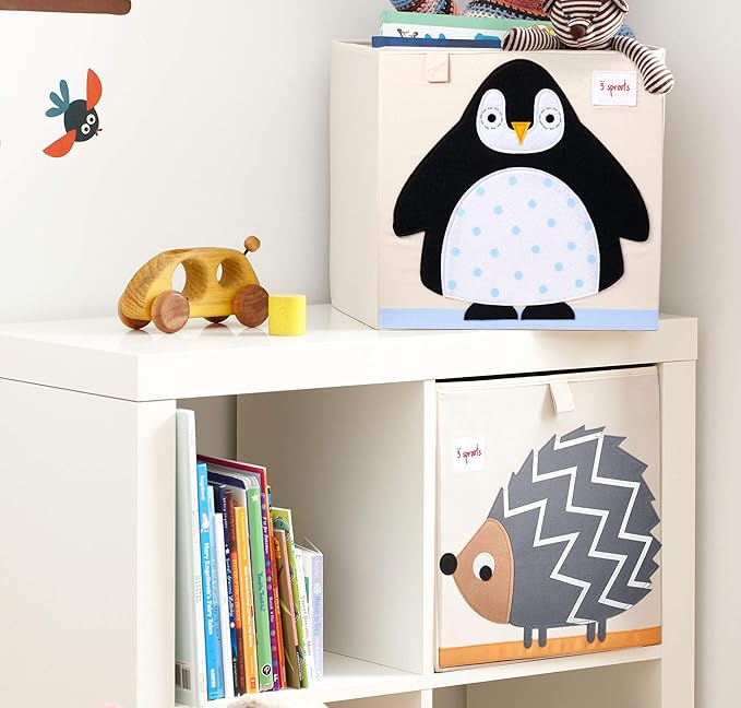 3 Sprouts Toy Storage Organizer: Toy Box Cube Organizer for Playroom, Nursery - Foldable Storage Bin - Penguin-CubbioJoy