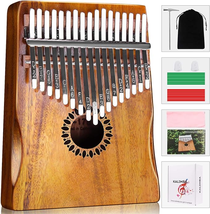 Kalimba Thumb Piano 17 Keys, Portable Mbira Finger Piano Gifts for Kids and Adults Beginners Wood-CubbioJoy