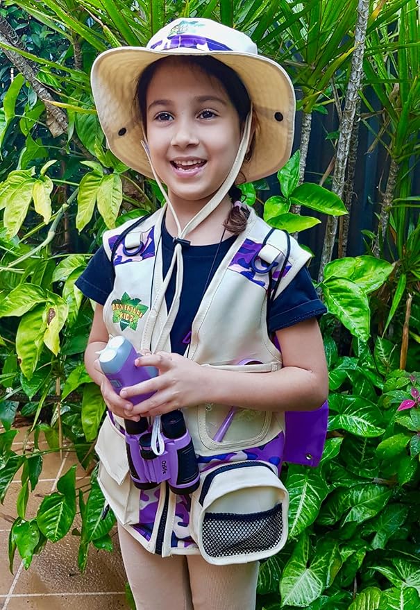 Adventure Kidz - Outdoor Exploration Kit, Children’s Toy Binoculars with Case, Flashlight, Compass, Fox Whistle, Magnifying Glass, Backpack. Great Kids Set for Camping, Hiking, STEM, Pretend Play.-CubbioJoy