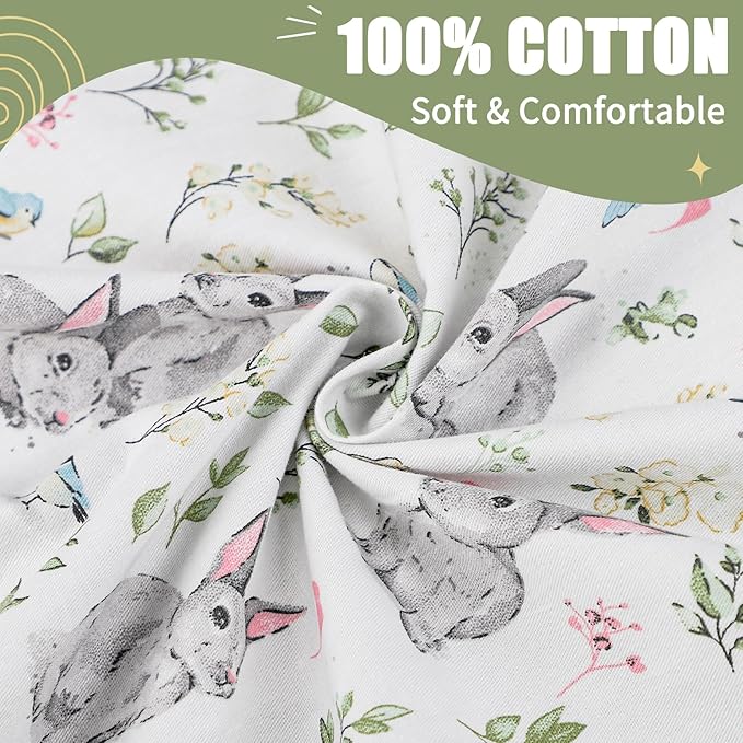 Baby Lounger Cover for Boys Girls, Reversible Baby Nest Cover, Adjustable Baby Lounger Replaceable Cover for Infant Newborn, Portable and Machine Washable, Cotton Green Rabbit Cover Only-CubbioJoy