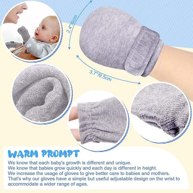 Adjustable Baby Mittens No Scratch Newborn Cotton Breathable Gloves Warm Baby Mitts for Boys Kids-CubbioJoy