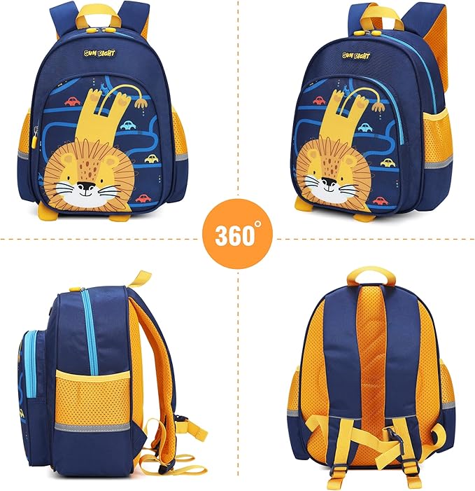 Cute Lion Toddler Backpack for Girls & Boys Mini Animal Cartoon Travel Bag for Babies 1-5 Years Durable & Lightweight Baby Backpack (Lion Design)-CubbioJoy