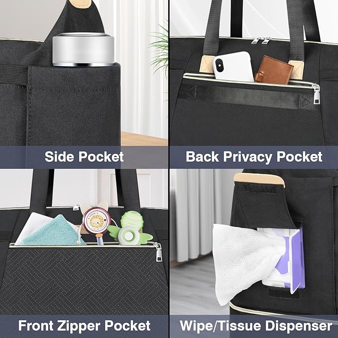 ITIEZY Diaper Bag Tote for Baby - Large Mommy Bag with Portable Changing Pad Pacifier Case, Hospital Bags Travel Baby Bag-CubbioJoy