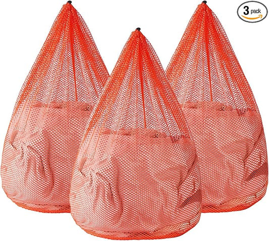 3Pcs Mesh Laundry Bags Washing Machine Mesh Wash Bags Jumbo for Delicates Clothes,Bed Linen,Toys with Drawstring Closure Sturdy(3 XXLarge 28 x 26 Inches, Orange)-CubbioJoy