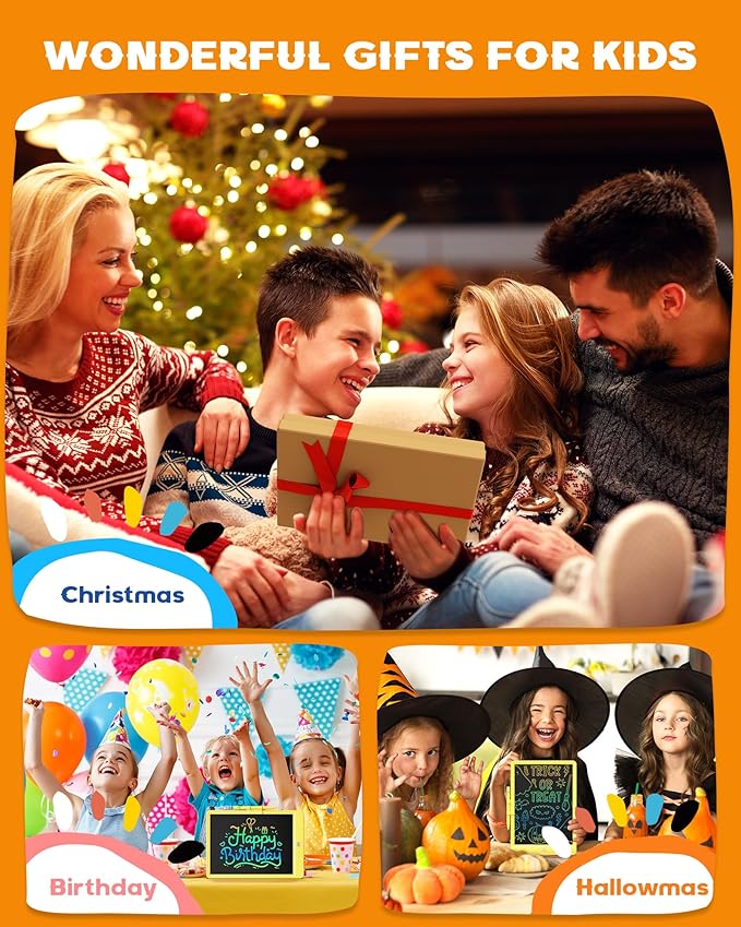 Bravokids LCD Writing Tablet for 3-8 Year Old Girls and Boys - 10 Inch Electronic Doodle Board Drawing Pad, Educational Birthday Gift for Kids and Toddlers (Yellow)-CubbioJoy