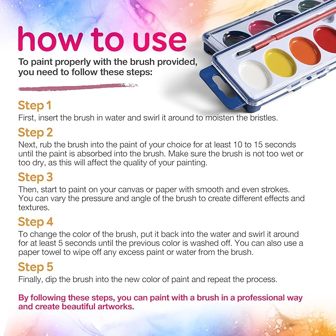 Bedwina Watercolor Paint Set- Bulk of 60 Sets - 8 Water Color Washable Paints, Palette Tray and Painting Brush, for Art Schools and Paint Party Supplies-CubbioJoy