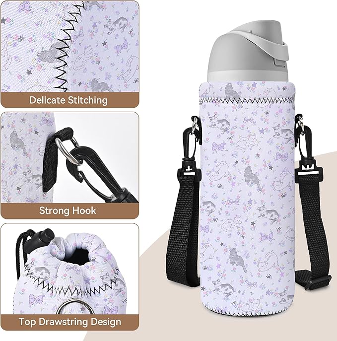AUPET Water Bottle Bag Carrier,24oz/32oz Insulated Neoprene bottle Sling Holder Case Pouch Cover for 1000ML/750ML Bottles with Shoulder Strap for walking-CubbioJoy