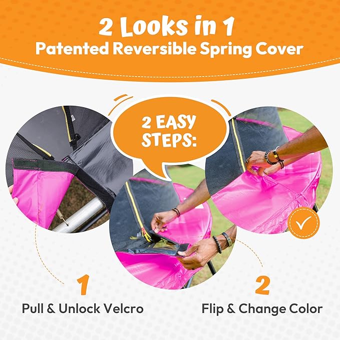 JUMPZYLLA Trampoline Outdoor 8FT 10FT 12FT 14FT 15FT 16FT with Enclosure and Ladder, ASTM Approved Recreational Trampoline for Kids and Adults, Anti-Rust Coated Frame-CubbioJoy