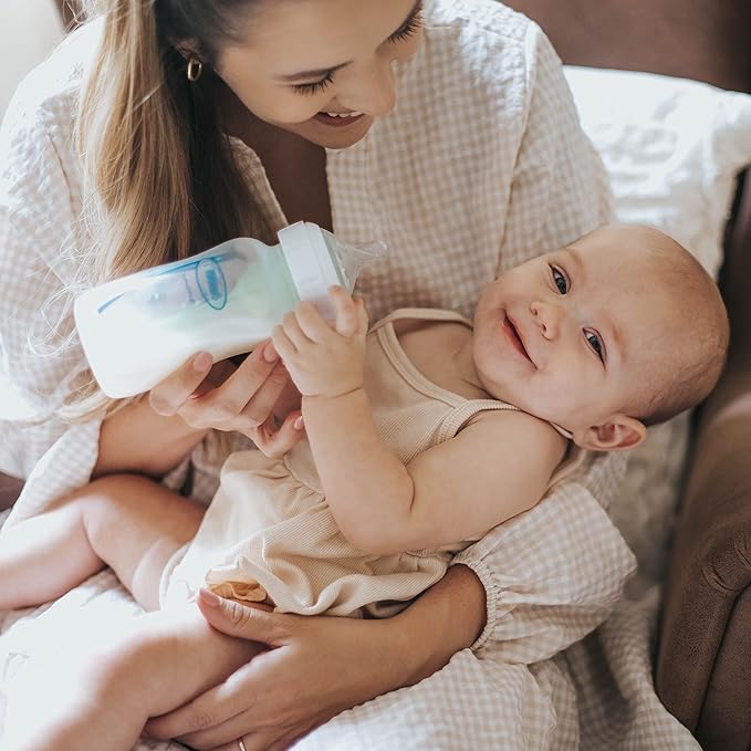 Dr. Brown's Natural Flow Anti-Colic Options+ Wide-Neck Baby Bottles 9 oz/270 mL,with Level 1 Slow Flow Nipple,4 Count,0m+-CubbioJoy