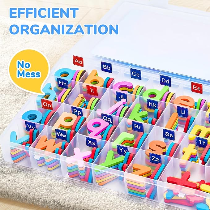 JoyCat Classroom Magnetic Letters Kit 248 Pcs with Double-Side 3D Foldable Magnetic Board - Foam Alphabet Letters&Numbers for Kids Spelling and Learning, Letter Board Tabletop Easel-CubbioJoy
