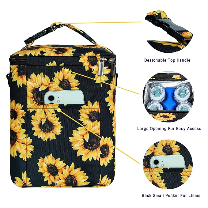 Breastmilk Cooler Bag with Ice Pack Fits 4 Baby Bottles Up to 9 Ounce Insulated Baby Bottle Bag Breast Milk Cooler on The Go with Strap Baby Bottle Cooler Bag for Nursing Mom Daycare or Travel-CubbioJoy