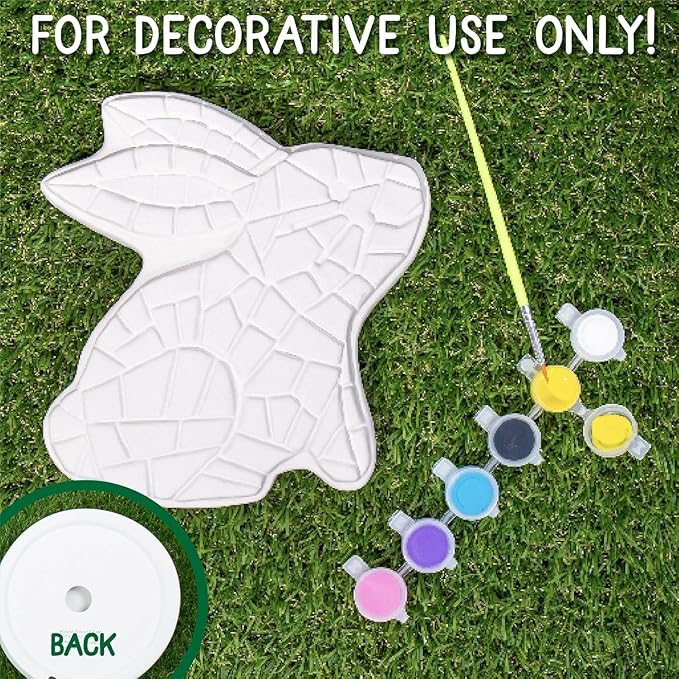 Creative Roots Paint Your Own Bunny Garden Stone, Craft Kits, Stepping Stones Kit for Kids, Ceramics to Paint, Ages 6+-CubbioJoy