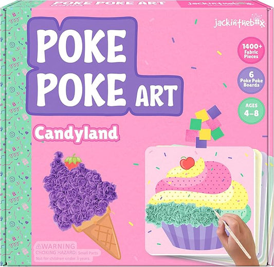 jackinthebox Poke Poke Art for Kids - Candyland Theme, Mess-Free Fabric Art and Craft, Flower Pressing Kits, Gift for Kids, Girl Gifts, DIY Activity Boy Gift, Toys for Girls and Boys Ages 4 5 6 7 8-CubbioJoy
