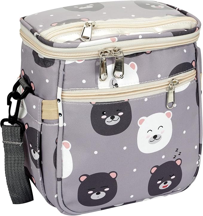 Baby Stroller Organizer Bag，Small Diaper Bag - Universal Stroller Organizer With Insulated Cup Holder,Pocket With Baby Wipes Dispenser，Adjustable Shoulder Strap (Light Gray)-CubbioJoy