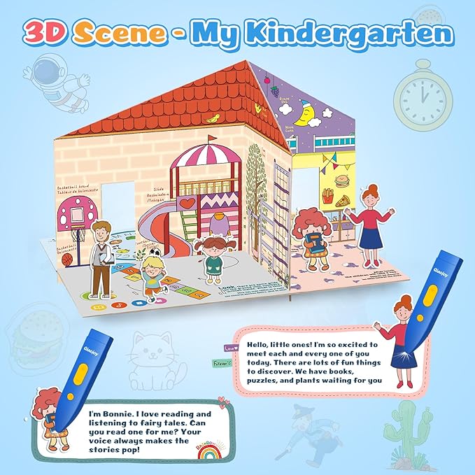 Interactive Search and Find Activity Books for Kids Ages 3-5, Toddler Travel Games Toys for Car Airplane, Road Trip Activities for Kids 4-8, Educational Preschool Learning Toys Gift with a Talking Pen-CubbioJoy