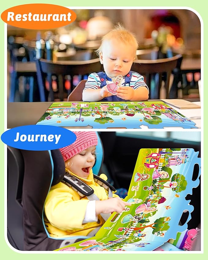 Benresive Reusable Sticker Book for Toddlers 2-4 Years, Fun Travel Stickers for Kids, Waterproof Sticker Books for Toddlers 1-3, Crafts Activities for Todddlers 1-3 2-4 3-5 - Princess-CubbioJoy