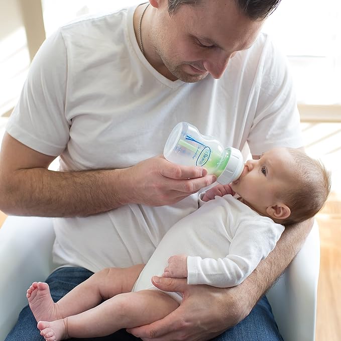 Dr. Brown's Natural Flow Anti-Colic Options+ Wide-Neck Baby Bottles 5 oz/150 mL,with Level 1 Slow Flow Nipple,4 Pack,0m+-CubbioJoy