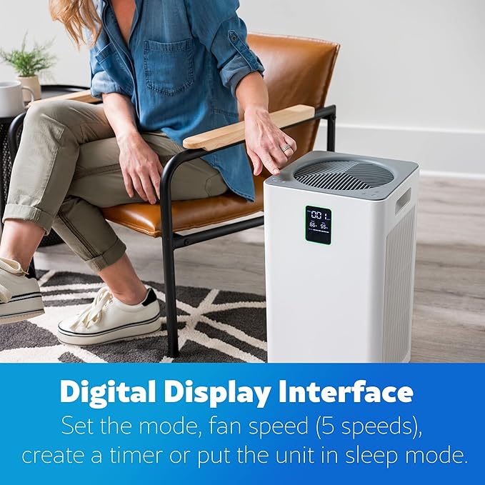 Kenmore PM3020 Air Purifiers with H13 True HEPA Filter, Covers Up to 1500 Sq.Foot, 24db SilentClean 3-Stage HEPA Filtration System, 5 Speeds for Home Large Room, Kitchens & Bedroom-CubbioJoy