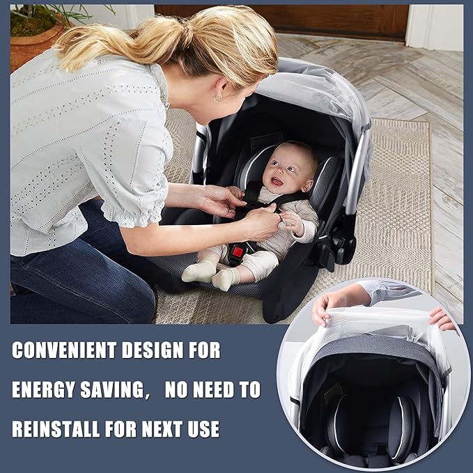 Baby Mosquito Net for Infant Car Seats,Infant Stroller and Bassinets, Carrier,Breathable with Elastic Netting for Easy Fitting, Portable Durable & Long Lasting Infant Insect Shield Netting (White)-CubbioJoy