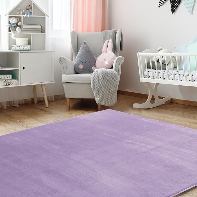 BALAPET Thick Memory Foam 71x59 Play Mat for Playpen, Super Soft Velvet Portable Baby Playpen Mat for Kids Toddler Crawling and Play, Non-Slip Bottom Playmat, Purple-CubbioJoy