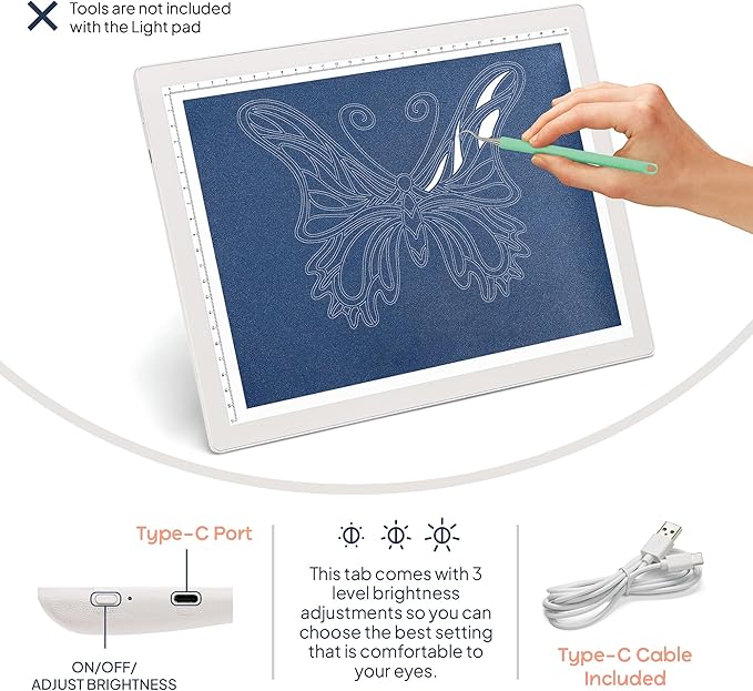 iVyne Corded Light Pad for Weeding Vinyl - A4 Light Box for Drawing - Light Board for Tracing - Light Box for Diamond Painting, Weeding Vinyl, Sketching, Tracing (White)-CubbioJoy