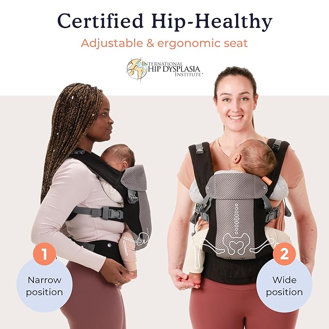Beco Gemini Baby Carrier from Newborn to Toddler - Certified Ergonomic Newborn Baby Carrier for Infants and Children of 7-35 lbs - M Shape, Adjustable Seat, Breathable 3D Mesh (Cool Black)-CubbioJoy