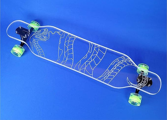 Clear Longboard Skateboard - Transparent Acrylic Long Boards with Light-Up LED Wheels for Smooth Rides - Ride The Streets in Style with Longboard Built for Beginners & Pros Alike-CubbioJoy