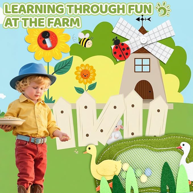 Busy Book for Toddlers 1-3 - Farm Montessori Toys Busy Board for 1 Year Old Boy Girl Gifts Educational Learning Activity Book Toddler Airplane Travel Toy 1+ Years Old Birthday Gift-CubbioJoy