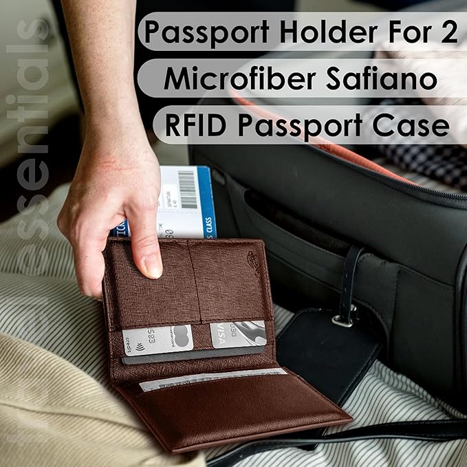 2 Passport Holder - Travel Essentials, RFID Blocking Wallet Credit Card Organiser, Plain Accessories Slim Cover For Men & Women-CubbioJoy