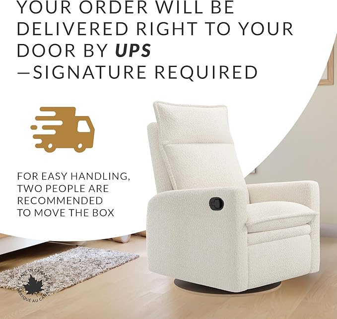 Jaymar Arya Modern Nursery Glider Recliner Chair – Cozy Nursing Chair with 360° Swivel for New Parents, Gentle Motion, Compact Design, High Back & Low Armrests, Canadian Made (Pearl/Puppy Fabric)-CubbioJoy