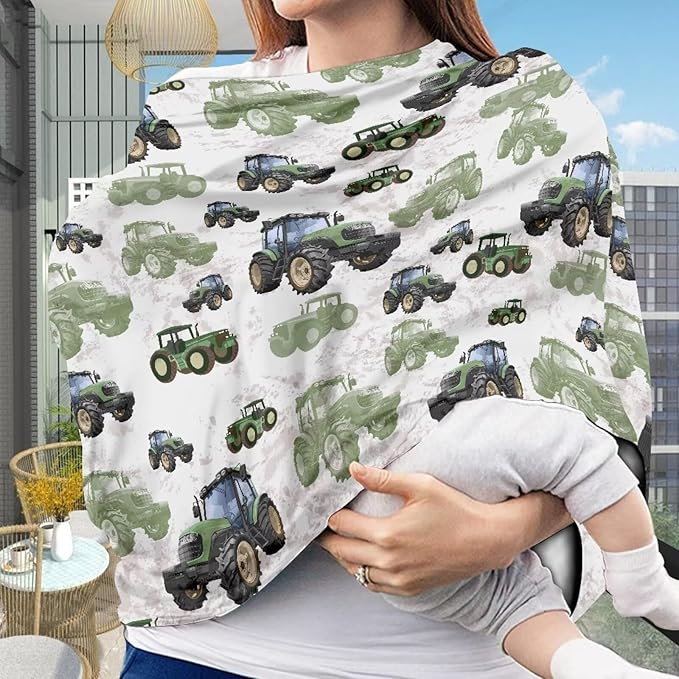 Binienty Womens Nursing Cover Breastfeeding Scarf, Truck Tractor Print Baby Car Seat Covers Multi Use Newborn Carrier/Stroller/Shopping Cart, Girl Boy Stroller Cover Gifts-CubbioJoy
