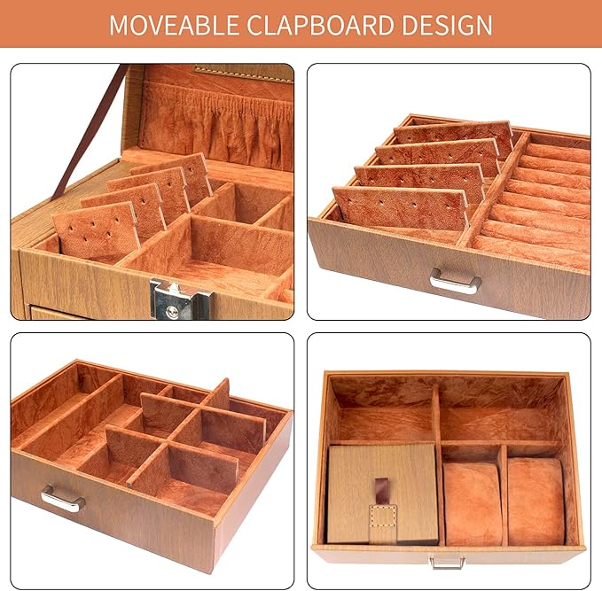 6 Tier Jewelry Box, Jewelry Case with 5 Drawers, Large Storage Capacity, with Mirror, Lockable, Jewelry Storage Organizer, Gift for Loved Ones-CubbioJoy