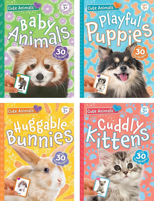 Cute Animals Poster Sticker Book - 4-Book Bundle for Kids Ages 3+, 400+ Stickers, 28 Mini Posters, 4 Giant Fold-Out Posters in 48 Full-Color Pages-CubbioJoy