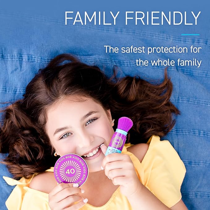 BOB KIDS Duo Pack SPF Sun Protection, SPF 30 Mineral Powder Sunscreen & SPF 40 Kids Sun Protection Balm, Broad Spectrum, Fragrance Free, Water Resistant-CubbioJoy