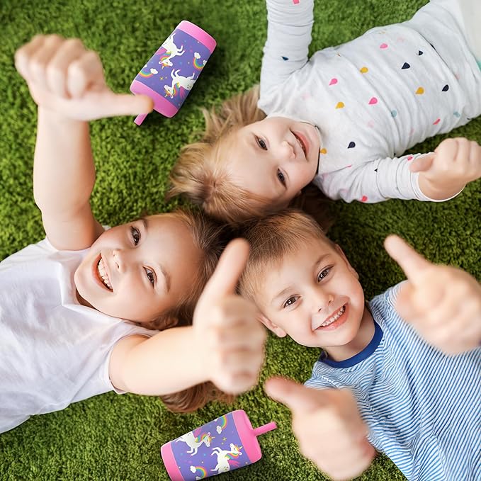 Kid Insulated Stainless Steel Tumbler with Silicone Straw, 12oz Sippy Cup for Kids (Unicorn)-CubbioJoy