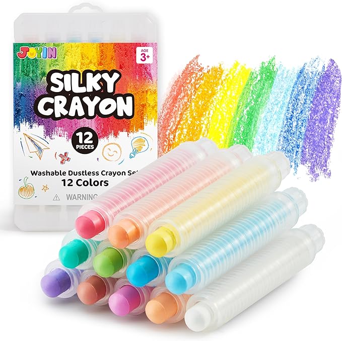 JOYIN 12 PCS Silky Crayon for Kids, Toddler Twistable Crayon, 12 Colors, Art Supplies, School Supplies, Kids Indoor Activities-CubbioJoy