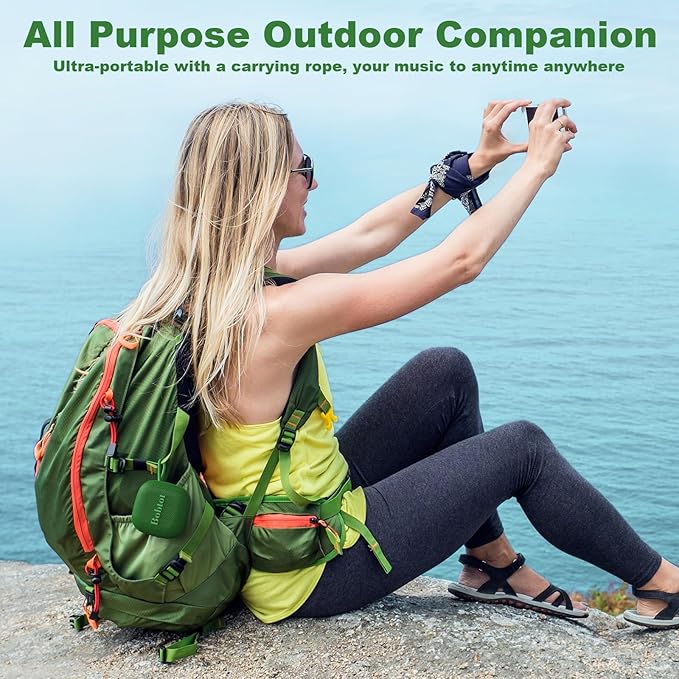 Bobtot Portable Bluetooth Speakers Wireless - IPX7 Waterproof Mini Shower Speaker with 16 Hours Playtime, Loud Stereo Sound, Rich Bass, TWS, Built-in Mic, Small Size for Travel Sport, Green-CubbioJoy