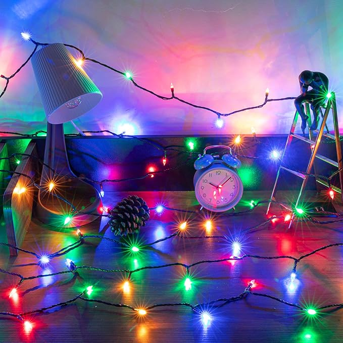 AWQ 108FT 300 LED Fairy String Lights Christmas Fairy String Lights Plug in 8 Modes Extendable for Indoor Outdoor Wedding Birthday Christmas Tree Garden Decor(Multicolor)-CubbioJoy