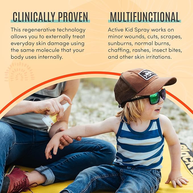 Active Skin Repair Kids First Aid Spray - Non-Toxic & Natural Kids Antiseptic Formula for Minor Cuts, Wounds, Scrapes, Rashes, Sunburns, and Other Skin Irritations (3oz Spray)-CubbioJoy