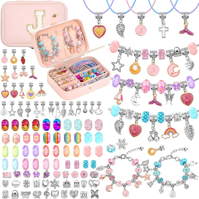 Bracelet Charm Making Kit with Jewelry Box Charm Beads for Jewelry Making DIY Bracelet Craft Kit for Birthday Gifts Valentine Christmas-CubbioJoy