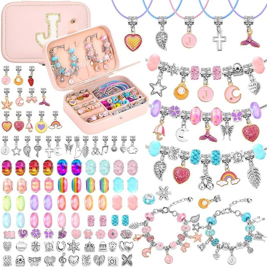 Bracelet Charm Making Kit with Jewelry Box Charm Beads for Jewelry Making DIY Bracelet Craft Kit for Birthday Gifts Valentine Christmas-CubbioJoy