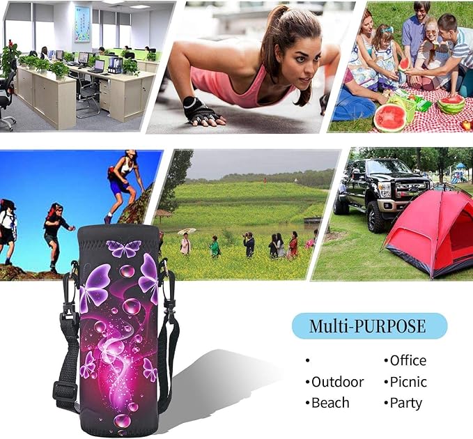 AUPET Water Bottle Bag Carrier,24oz/32oz Insulated Neoprene bottle Sling Holder Case Pouch Cover for 1000ML/750ML Bottles with Shoulder Strap for walking-CubbioJoy
