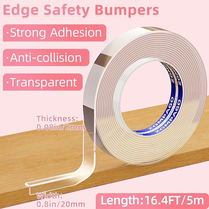 Clear Soft Corner Protectors for Furniture Strip, 0.8in x16.4FT, Sharp Edge & Table Bumper,Window Edge,Wall Protector,Soft Corner Guards Safe for Proof,Table Corner Protectors in Family-CubbioJoy