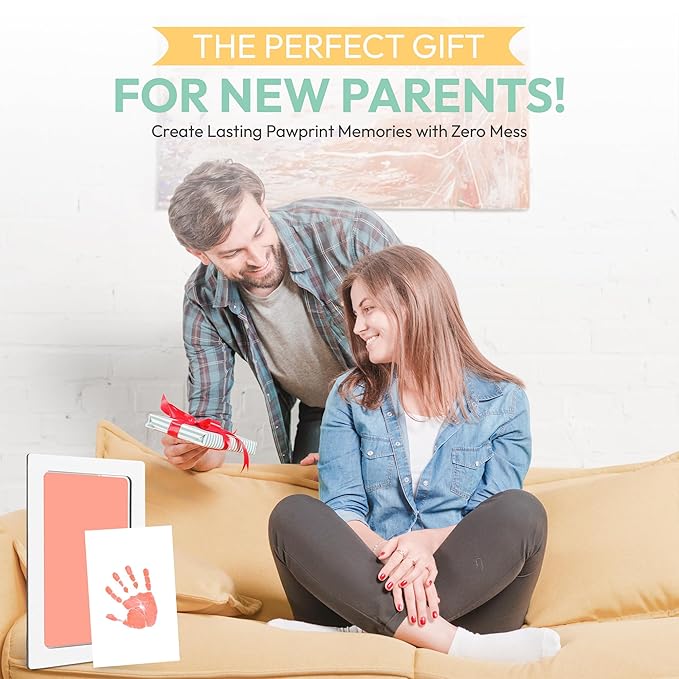 Clean Touch Ink Pad for Baby Handprints and Footprints – Inkless Infant Hand & Foot Stamp – Safe for Babies, Doesn’t Touch Skin – Perfect Family Memory or Gift – Pink Print Kit by Tiny Gifts-CubbioJoy