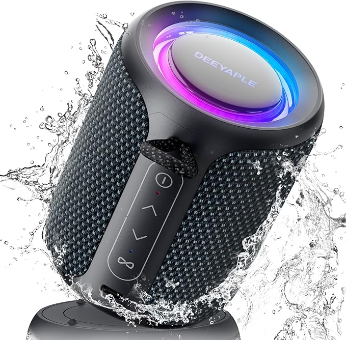 Bluetooth Speaker Wireless,IP67 Waterproof & Dustproof Portable Speaker with Lights,15W Loud Stereo Sound, 2500mAh Battery All Day Playtime, TWS Pairing, BT5.3, Home/Party/Outdoor/Beach (Blue Black)-CubbioJoy