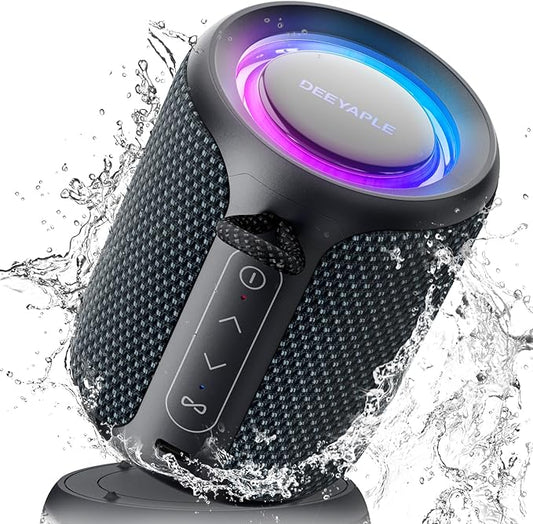 Bluetooth Speaker Wireless,IP67 Waterproof & Dustproof Portable Speaker with Lights,15W Loud Stereo Sound, 2500mAh Battery All Day Playtime, TWS Pairing, BT5.3, Home/Party/Outdoor/Beach (Blue Black)-CubbioJoy