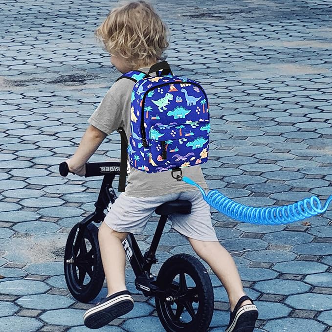 Accmor Toddler Backpack Leash, Cute Dinosaur Kids Backpack with Anti Lost Wrist Link, Mini Child Backpack Leash Walking Harness for Outdoor Travel, Adorable Backpack Tether for Baby Boys 1-3-CubbioJoy