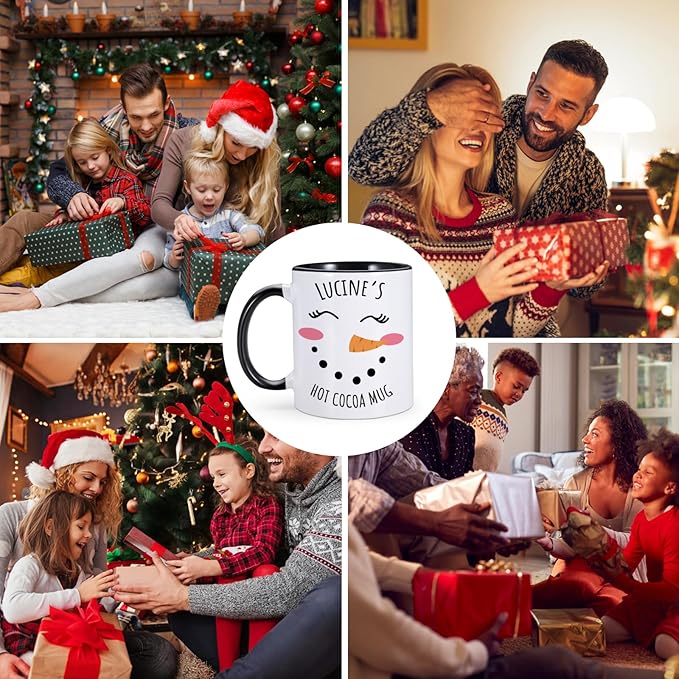 Custom Christmas Mugs Personalized Hot Cocoa Mug for Kids Snowman Hot Chocolate Mug Customized Winter Holiday Mugs 11 oz Christmas Ceramic Mug Xmas Gifts for Boys Girls Family Christmas Decorations-CubbioJoy