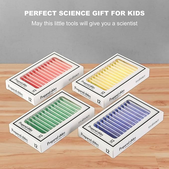 48 Prepared Microscope Slides Set of Animals Insects Plants Flowers, Biological Learning Resource Specimens for Kids Beginner Classroom Basic Science Education-CubbioJoy