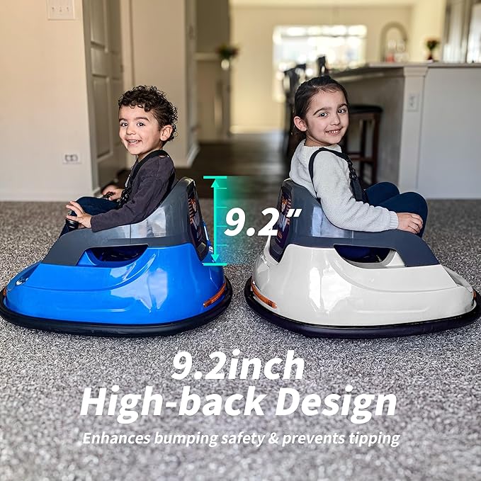 12V Kids Bumper Car, Electric Baby Bumper Car for Toddlers with Remote Control, 3 Speeds - White-CubbioJoy